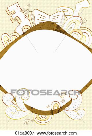 Stock Illustration - Letter paper with book in brown. Fotosearch