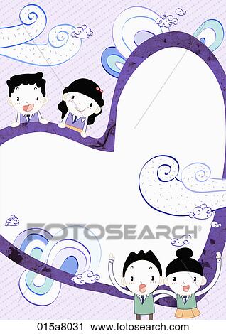 Letter paper with boys and girls in purple View Large Illustration Clip Art - Letter paper with boys and girls in purple. Fotosearch