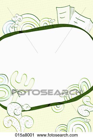 Clip Art - Letter paper with fork and papers in green. Fotosearch