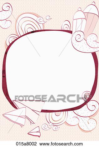 Drawing - Letter paper with pencils and paper airplane in red. Fotosearch