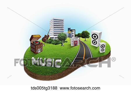 music with LP player and speakers View Large Illustration Stock Illustration - music with LP player and speakers. Fotosearch