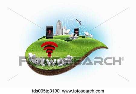 Network with Wi-Fi signs and smart phones View Large Illustration Clipart - Network with Wi-Fi signs and smart phones. Fotosearch