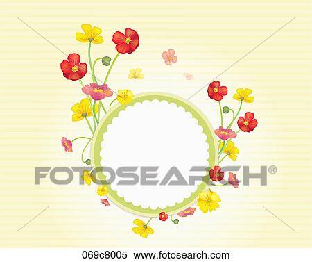 Note paper round with flowers View Large Illustration Stock Illustration - Note paper round with flowers. Fotosearch