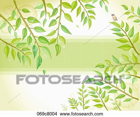 Stock Illustration - Note paper with green plants. Fotosearch