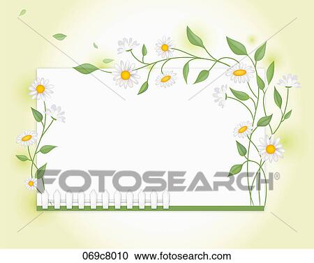 Note paper with white flower and leaves View Large Illustration Clipart - Note paper with white flower and leaves. Fotosearch