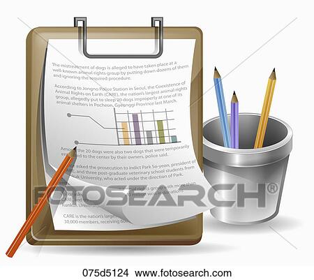 Papers and pencils View Large Illustration Stock Illustration - Papers and pencils. Fotosearch