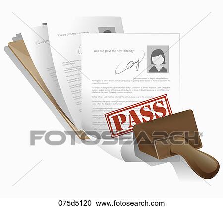 Papers with a PASS stamp View Large Illustration Clipart - Papers with a PASS stamp. Fotosearch