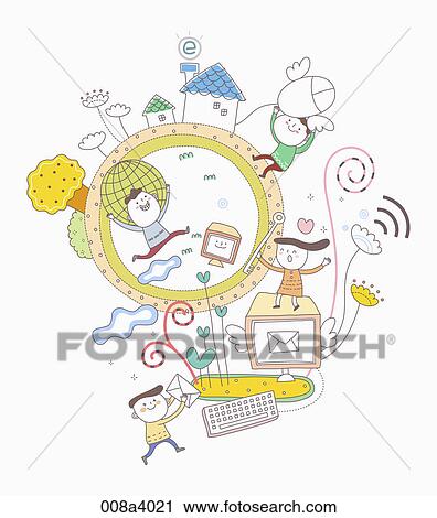 Clip Art - People and computers. Fotosearch