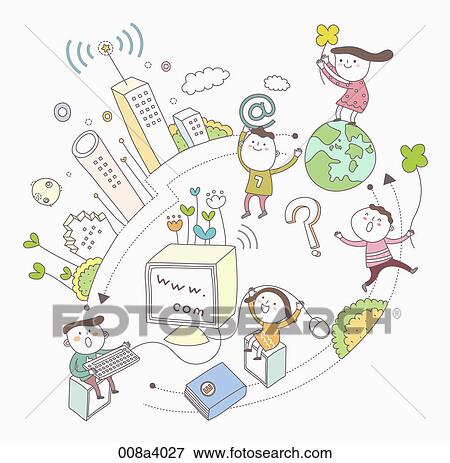 People with computers and buildings of Wi-Fi View Large Illustration Stock Illustration - People with computers and buildings of Wi-Fi. Fotosearch