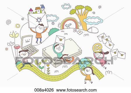 Stock Illustration - People with letters . Fotosearch