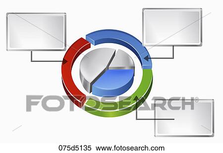 Stock Illustration - Pie graph and circle with panels. Fotosearch