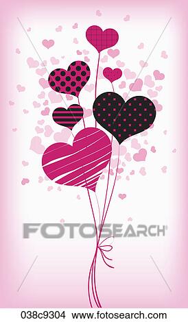 Stock Illustration - Pink balloons tied together. Fotosearch