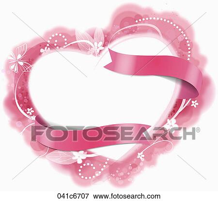 Pink heart with ribbons View Large Illustration Stock Illustration - Pink heart with ribbons . Fotosearch