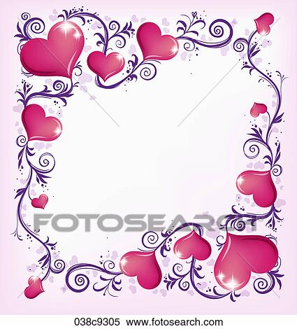 Stock Illustration - Pink hearts with purple stems. Fotosearch