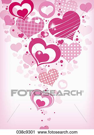 Clip Art - Red and pink hearts in different patterns. Fotosearch