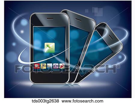 Smart phones and application icons View Large Illustration Stock Illustration - Smart phones and application icons. Fotosearch