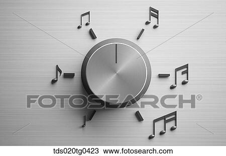 Stainless clock with musical notes View Large Illustration Drawing - Stainless clock with musical notes. Fotosearch