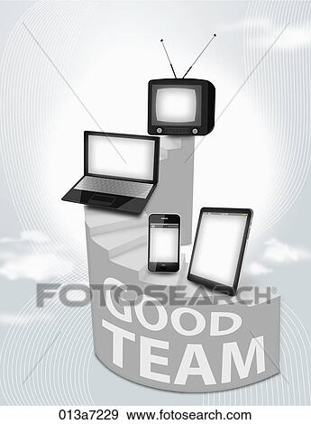 Stairs of electronic goods View Large Illustration Stock Illustration - Stairs of electronic goods. Fotosearch