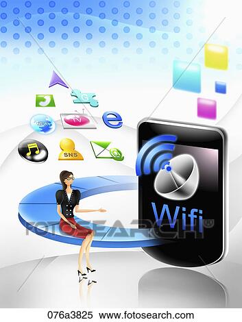 The internet connection functions of the smart phone View Large Illustration Stock Illustration - The internet connection functions of the smart phone. Fotosearch