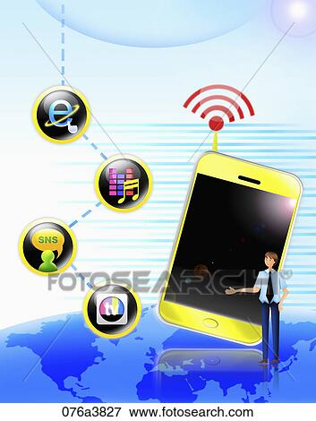 The internet connection functions of the smart phone View Large Illustration Stock Illustration - The internet connection functions of the smart phone. Fotosearch