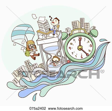 Tired and busy businessman View Large Illustration Drawing - Tired and busy businessman. Fotosearch