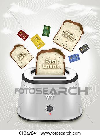 Clip Art - Toaster with fast loans toasts. Fotosearch