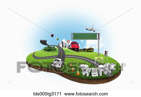 Traffic with various transports View Large Illustration Clip Art - Traffic with various transports. Fotosearch