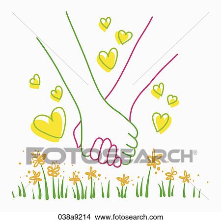 Stock Illustration - Two hands holding each other in love. Fotosearch