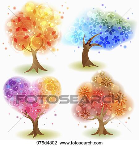 Various colors and shapes of trees View Large Illustration Drawing - Various colors and shapes of trees. Fotosearch