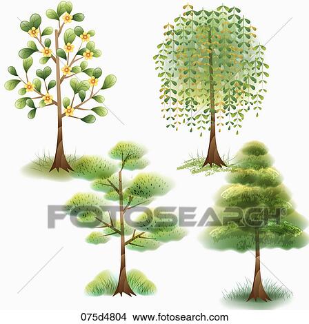 Various colors and shapes of trees View Large Illustration Stock Illustration - Various colors and shapes of trees. Fotosearch