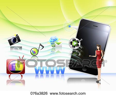 Stock Illustration - Various functions of the smart phone. Fotosearch