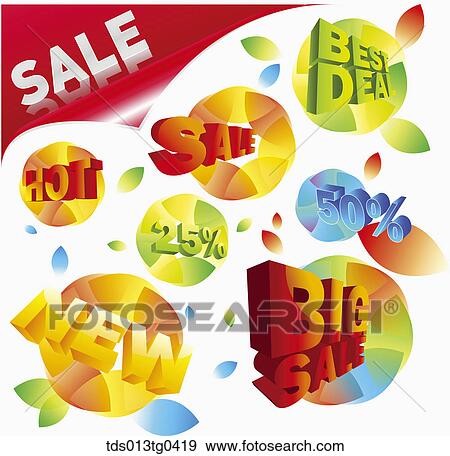 Stock Illustration - Various icons for sale and deals. Fotosearch