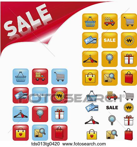 Clipart - Various icons for sale and shopping. Fotosearch