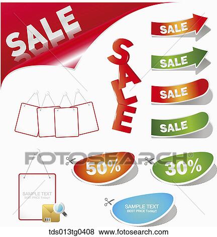 Various icons for sale in red, green and blue View Large Illustration Stock Illustration - Various icons for sale in red, green and blue. Fotosearch
