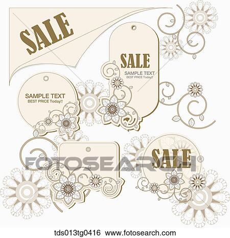Stock Illustration - Various icons for sale with flowers. Fotosearch