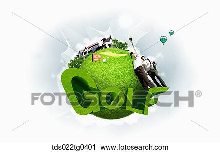 Various image of GOLF with a field View Large Illustration Clip Art - Various image of GOLF with a field. Fotosearch