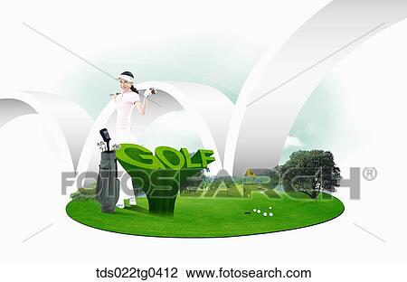Drawing - Various image of GOLF with a field. Fotosearch