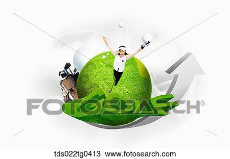 Various image of GOLF with a field View Large Illustration Drawing - Various image of GOLF with a field. Fotosearch
