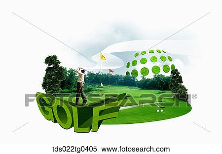 Stock Illustration - Various image of GOLF with a field. Fotosearch