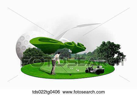 Stock Illustration - Various image of GOLF with a field. Fotosearch