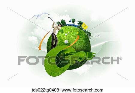 Stock Illustration - Various image of GOLF with a field. Fotosearch
