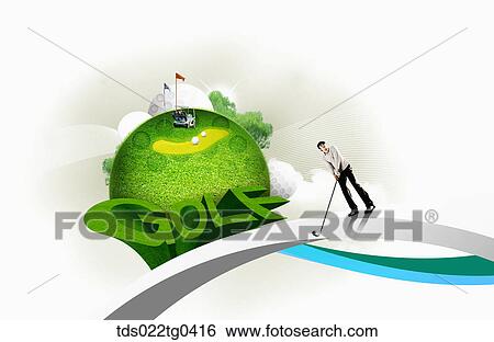 Stock Illustration - Various image of GOLF with a field. Fotosearch