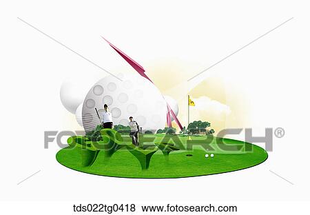 Stock Illustration - Various image of GOLF with a field. Fotosearch