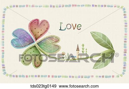 Various image of hearts and a four leaf clover View Large Illustration Stock Illustration - Various image of hearts and a four leaf clover. Fotosearch