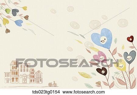 Stock Illustration - Various image of hearts and plants. Fotosearch