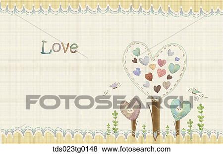 Various image of hearts and trees View Large Illustration Stock Illustration - Various image of hearts and trees. Fotosearch