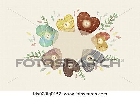 Various image of hearts in circle View Large Illustration Drawing - Various image of hearts in circle. Fotosearch