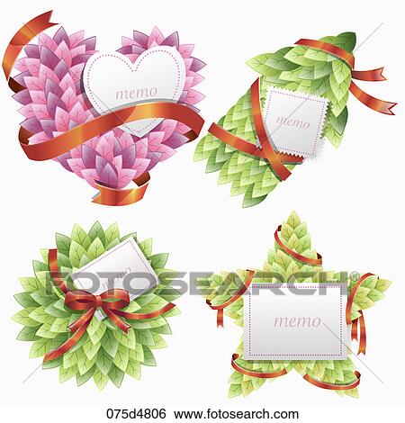 Various leaves with memo papers View Large Illustration Stock Illustration - Various leaves with memo papers. Fotosearch