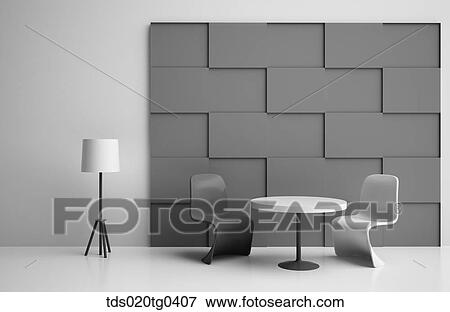 Various modern interior design of a table and chairs View Large Illustration Stock Illustration - Various modern interior design of a table and chairs. Fotosearch