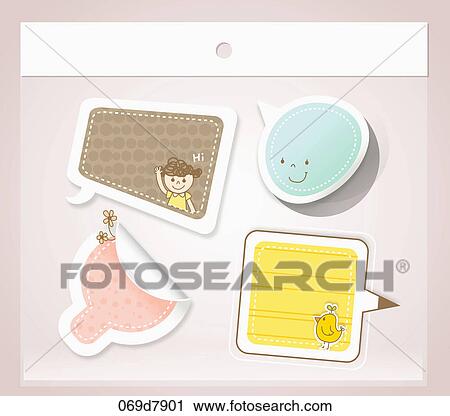 Various note papers View Large Illustration Clip Art - Various note papers . Fotosearch
